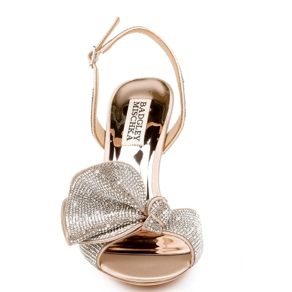 Badgley Mischka Rennie Rhinestone Ruffle Satin High Heel Stiletto Sandal… - Picture 4 of 13